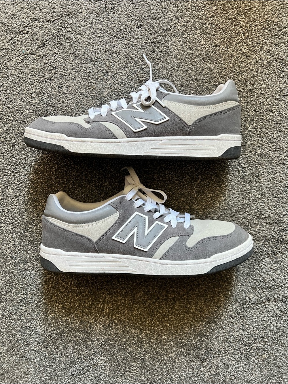 New Balance Men’s Gray & White Suede Sneakers